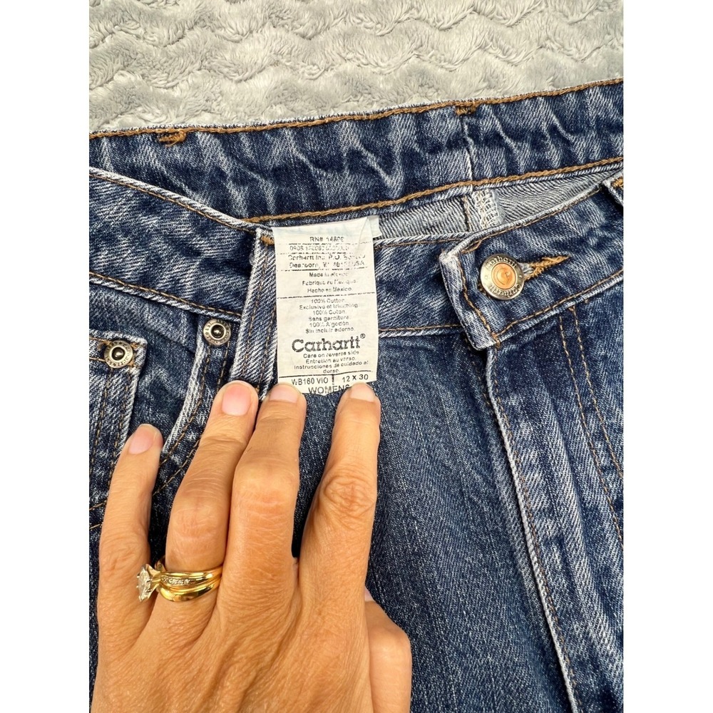Carhartt Women's Relaxed Fit Jeans Blue Denim Classic Style Comfortable - Picture 9 of 11